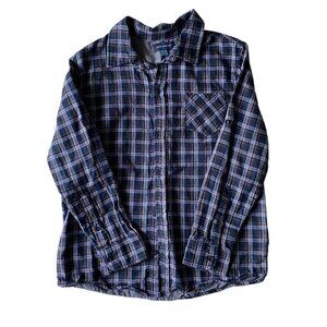 Andy & Evan Boys Navy Blue Plaid Button-Up Shirt